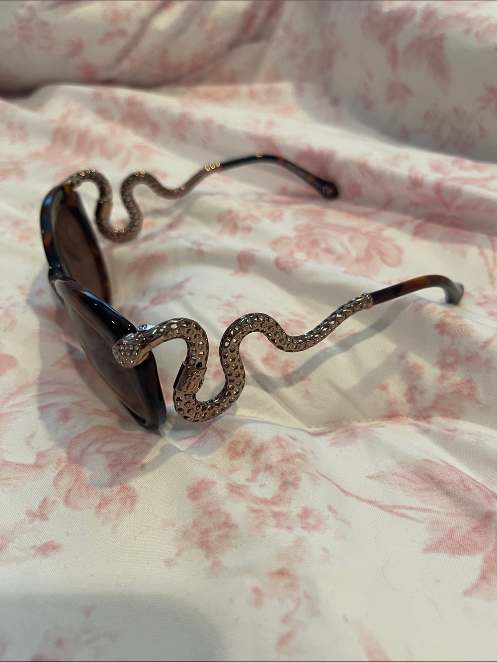 Vintage Roberto Cavalli Brown Tortoise Sunglasses with Gold Snakes Menkab - Picture 2 of 13